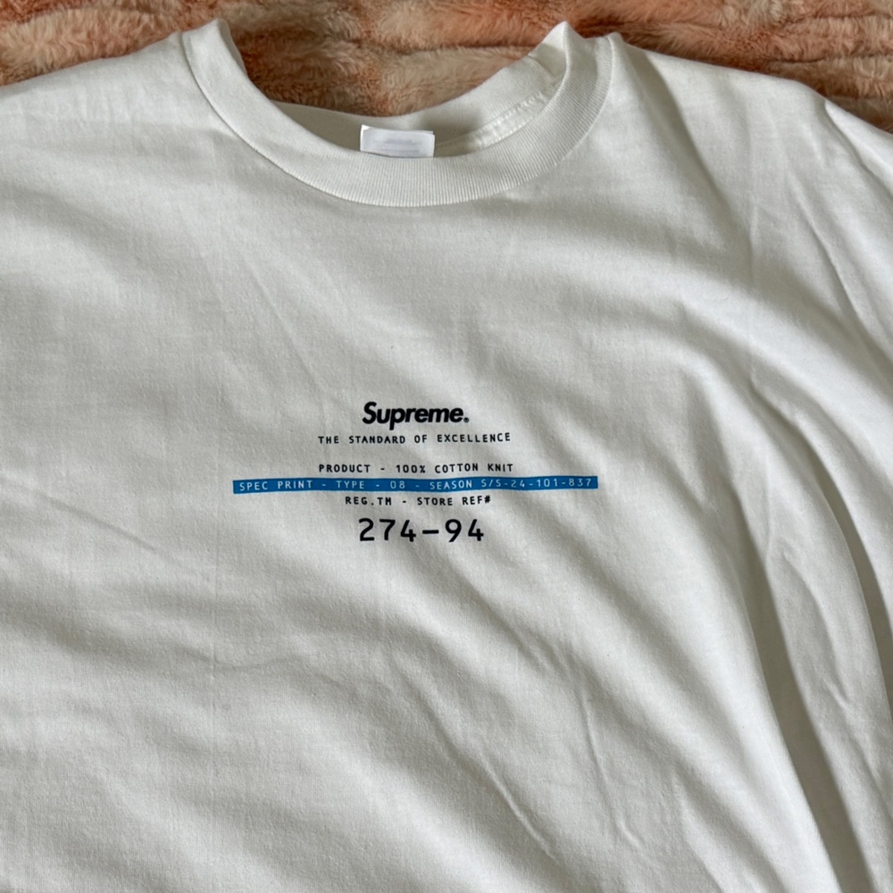 Supreme SS24 White Tee with Blue Accents XXL
